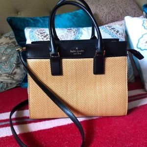 Kate Spade New York Cameron Street Candace Raffia and Leather Satchel